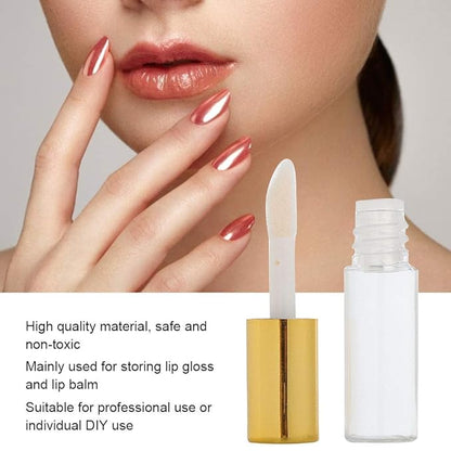 Case of 90 packs, Empty Plastic Clear Lip Gloss Tubes Lip Balm Bottle Container Gold Transparent 1.2ML Makeup Tool for Women (90 pcs, Gold)