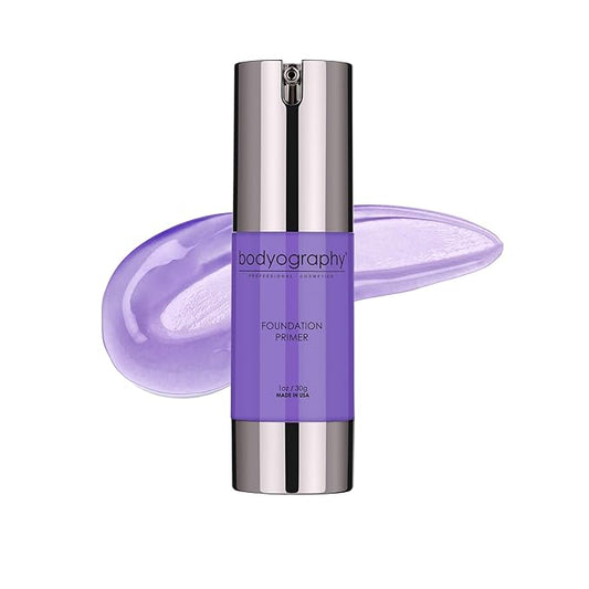 BODYOGRAPHY - Foundation Primer (Purple): Flawless Anti-Aging Salon Makeup Primer w/Vitamin E, A, Jojoba, Grapeseed Oil | Control Shine | Gluten-Free, Cruelty-Free, 1 oz.