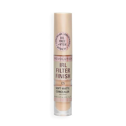 Revolution, IRL Filter Finish Concealer, Full Coverage, Oil-Free, Long-Lasting & Lightweight Formula, Infused with Hyaluronic Acid, Vegan & Cruelty-Free, C5, 0.21 oz