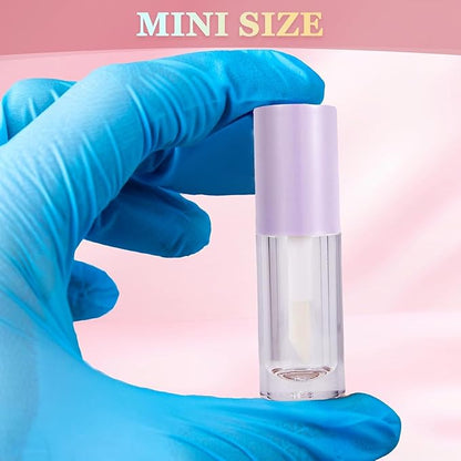 2.5ml 12 PCS Empty Lip Gloss Tubes with Wand Lip Gloss Containers Cute 0.08oz Clear Refillable Lipgloss Making Supplies Kit for DIY Makeup+ 2pcs Syringes (Purple)
