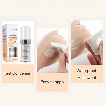 30ml TLM Flawless Color Changing Liquid Foundation Makeup Change To Your Skin Tone By Just Blending