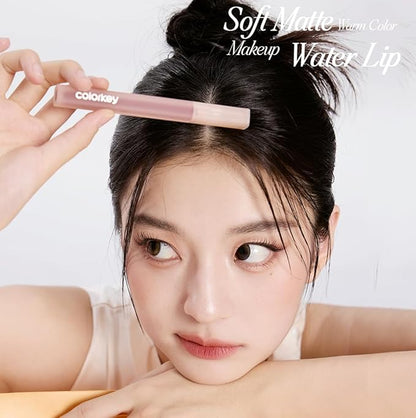 COLORKEY Soft Matte Water Lip Tint, Matte Finishs, Long-Lasting, Moist Fit Without Stickiness, Moisturized, Waterproof, Liquid Lipstick, Nude lip color (O344 Blood Orange)