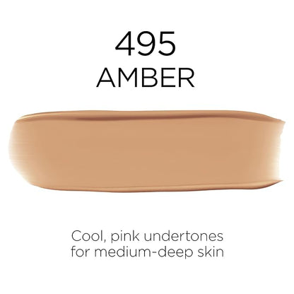 L'Oreal Paris Makeup Infallible Up to 32 Hour Fresh Wear Lightweight Foundation, 495 Amber, 1 Fl Oz, Packaging May Vary