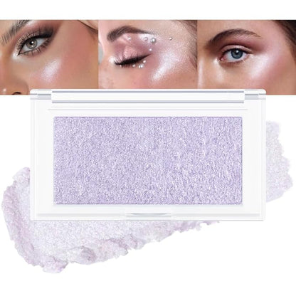 Pearl Purple Shimmer Glitter Contour Powder Makeup Face Illuminator (Shiny Silver) (04#, rectangle)