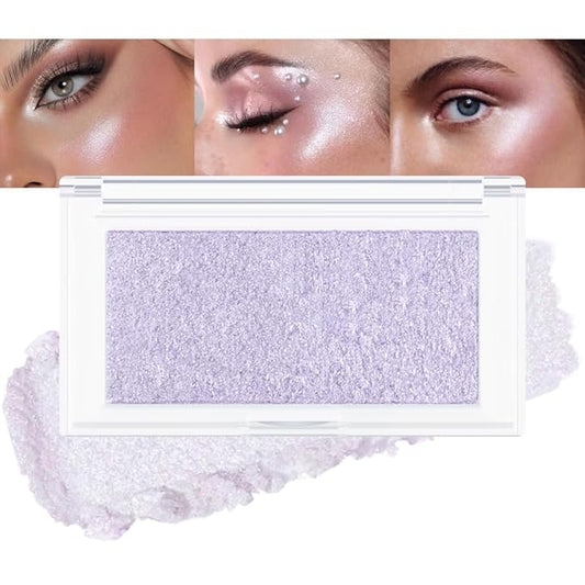 Pearl Purple Shimmer Glitter Contour Powder Makeup Face Illuminator (Shiny Silver) (04#, rectangle)