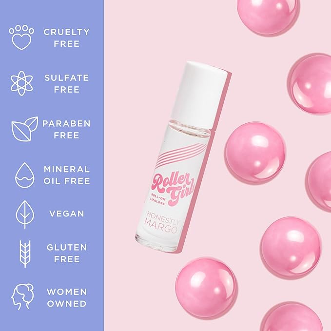 Roller Girl Roll-On Lip Gloss (Bubblegum Destiny, Pack of 2) – Lip Gloss for Women with Hydrating Vitamin E & Moisturizing Shine, Lightweight Your Lip Stain, Non Stick Gloss