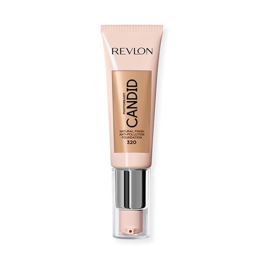 Revlon PhotoReady Candid Natural Finish Foundation, with Anti-Pollution, Antioxidant, Anti-Blue Light Ingredients, 320 Tawny, 0.75 fl. oz.