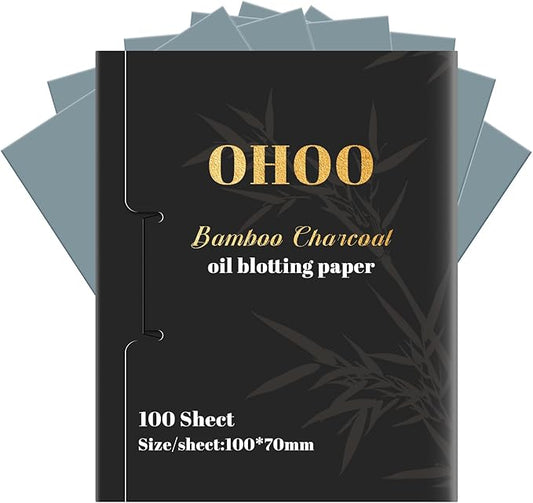 Face Oil Blotting Paper Oil Absorbing Sheets for Oily Skin Bamboo Charcoal Green Tea Face Wipes for Makeup Clean Bamboo Charcoal 100 Count