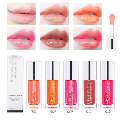 Hydrating Lip Glow Oil, Moisturizing Lip Gloss, Plumping Lip Oil, Non-Sticky Long Lasting Lip Oil Gloss, Transparent Lip Oil Tinted, Reduce lip lines (Rosewood(#012))