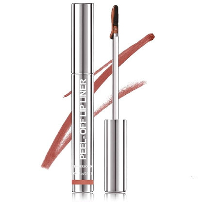 Timbersonic Lip Stain Peel Off, Timbersonic Peel off Lip Liner Stain, 8 Colors Lip Stain Peel off Tint Tattoo Color Waterproof Long-Lasting, No Smudging, Non-Stick Cup (#02)