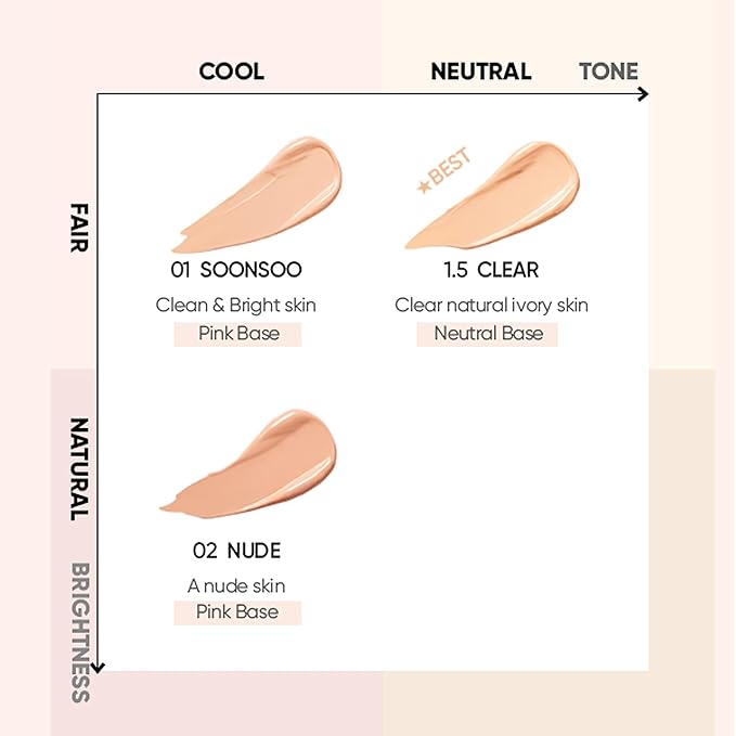 AMUSE SEOUL Dew Jelly Vegan Cushion Foundation 1.5 CLEAR | dewy, glow, long-lasting, double coverage, clean beauty, lightweight, natural look, foundation for sensitive skin, hydrating cushion