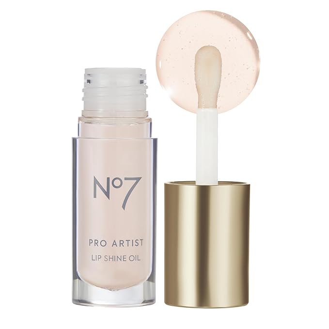 No7 Pro Artist Lip Oil - Hydrating Lip Oil with a High-Shine Finish - Non-Sticky Formula Enriched with Nourishing Ingredients to Improve Lip Hydration - Playful Peach (0.20 fl oz)