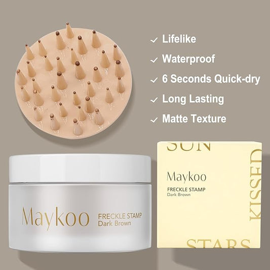 Freckles Stamp Air Cushion (Dark Brown) and Face Oil Blotting Powder Cushion, Waterproof Long Natural Freckle, High Moisturizing Matte Makeup For Oily Skin