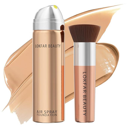 Airbrush Foundation Set with Soft Makeup Brush, [Light Weight], [Long Lasting], [Anti-aging Ingredient], [Oil Control Formula], Full Coverage Foundation for All Skin Type, 04# Buff Beige