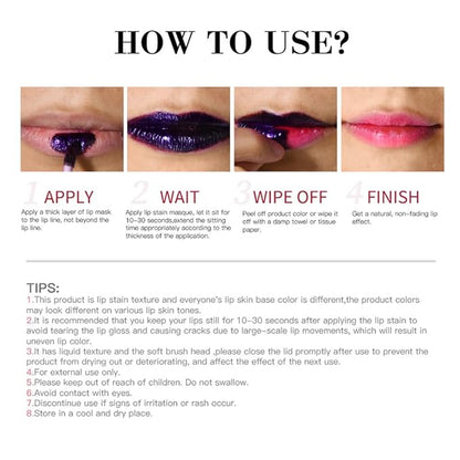 Pipe-off lip liner stain,line tattoo high-color Tint,Smudge-Proof,Waterproof,light brown/dark brown/burgundy long-lasting,Nude Matte Tint,Non-Fading, Full Coverage（#2 Cool Rose）