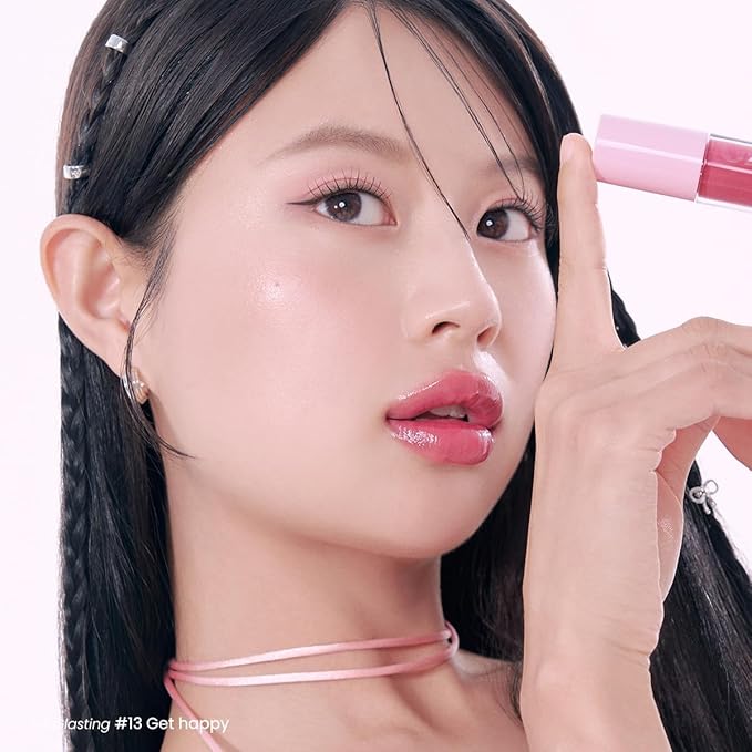 Peripera Ink Glasting Lip Gloss, Non-Sticky, Gloss Shine, 4XL Wand for Easy Application, Korean Lip Gloss, Fuller Looking Lips, Buttery Soft, Long Lasting Lip (013 GET HAPPY)