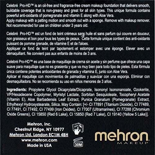 Mehron Makeup Celebre Pro-HD Cream Face & Body Makeup (.9 oz) (Light Medium Olive)