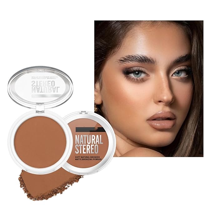 MAEPEOR Matte Bronzer Powder 6 Colors Buildable Natural Contour Bronzer Long Lasting Sweat Proof Face Bronzered Powder (Color 02)