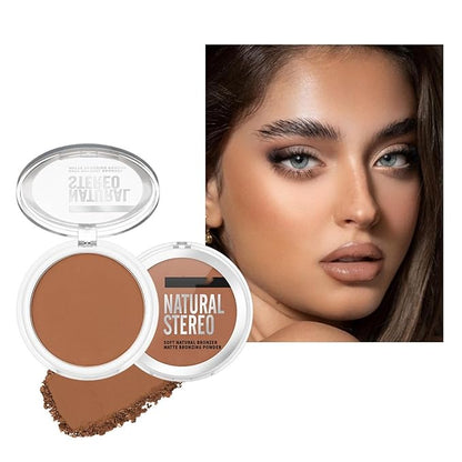 MAEPEOR Matte Bronzer Powder 6 Colors Buildable Natural Contour Bronzer Long Lasting Sweat Proof Face Bronzered Powder (Color 02)