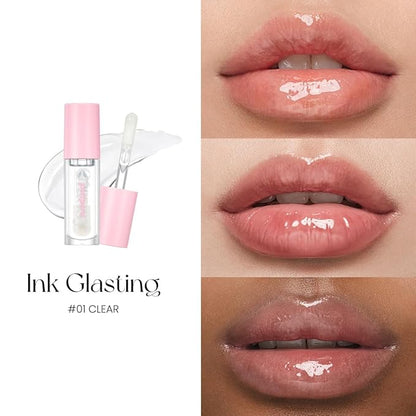 Peripera Ink Glasting Lip Gloss | Non-Sticky, High-Shine, 4XL Wand For Easy Application, Comfortable, Plumping, Fuller-Looking Lips, Moisturizing, Long-Lasting, Vegan (Crystal Clear)