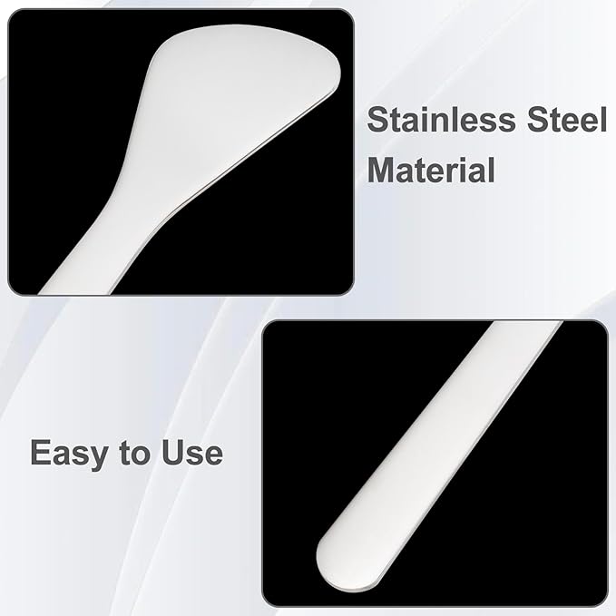 2pcs Mini Metal Makeup Spatula, Reusable Cosmetic Cream Spatulas Spoon, Skincare Scoop Applicator Facial Massage Beauty Tools for Mixing and Sampling Face Eye Cream- Silver