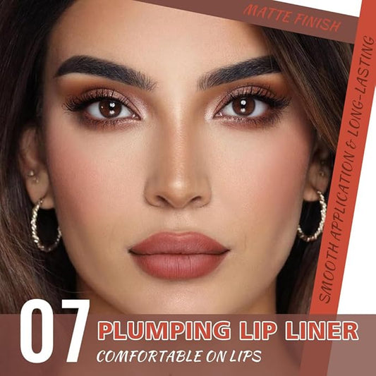 Retractable Matte Lip Liner Pencil, Salmon Plump Lip Liners Long-Lasting Creamy Formula for Shaping & Sculpting lip filler pen, Subtle Touch Velvet Pigmented Crayon Lip Liner 07#