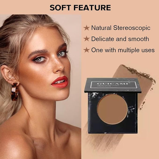 Matte Grey Contour Palette with Included Makeup Brush - Cool Toned, Ultra-Blendable, Face Sculpting Makeup for Light Skin Tones