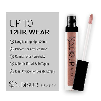 Shimmer Lip Gloss - Non-Sticky Girls Gloss - Long Lasting High Shine - 0.7 FL Oz Gloss for Girls & Women - Cruelty Free - (Never Send Nudes: S65)