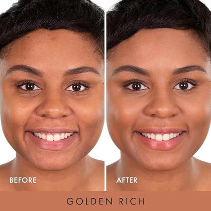 Wander Beauty Nude Illusion Liquid Foundation - Golden Rich - Medium to Full Coverage Foundation - Natural Makeup with Vitamin E & Macadamia - Nude Skin Finish Blurs & Conceals - 1.01 fl oz