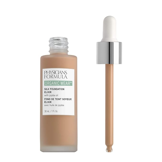 Physicians Formula Organic Wear All Natural Liquid Foundation Elixir Light-to-Medium, Full Coverage | Dermatologist Tested, Clinicially Tested