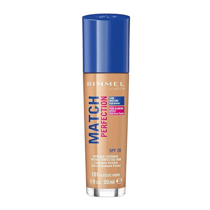 Rimmel London Match Perfection Foundation Spf20 101 Classic Ivory 30ml