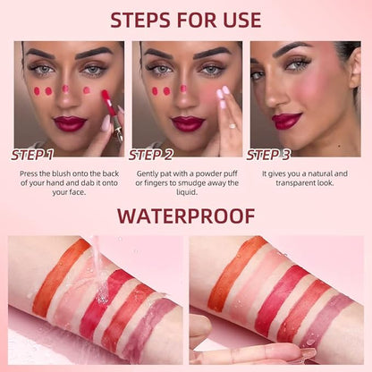 Liquid Blush Makeup, Weightless and Blendable Liquid Blush Wand for Cheeks - Long-Lasting Skin Tint Makeup with Natural-Looking, Radiant Glow (02# RED TOMATO)