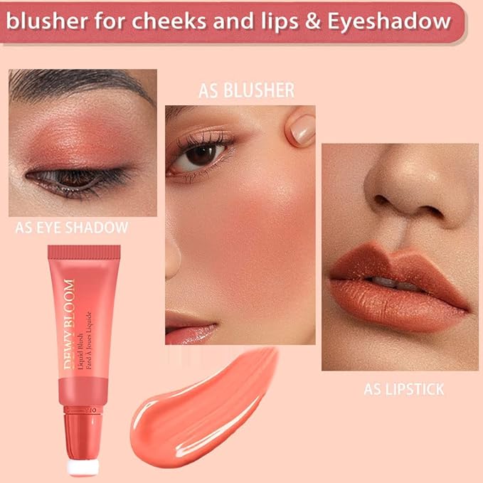 Soft Cream Liquid Blush Beauty Wand, Creamy Blush Makeup for Cheeks with Cushion Applicator, Natural-looking Cheek Tint with Dewy Finish, Blends Perfectly onto Skin, Long-Wearing (105 Ardour)