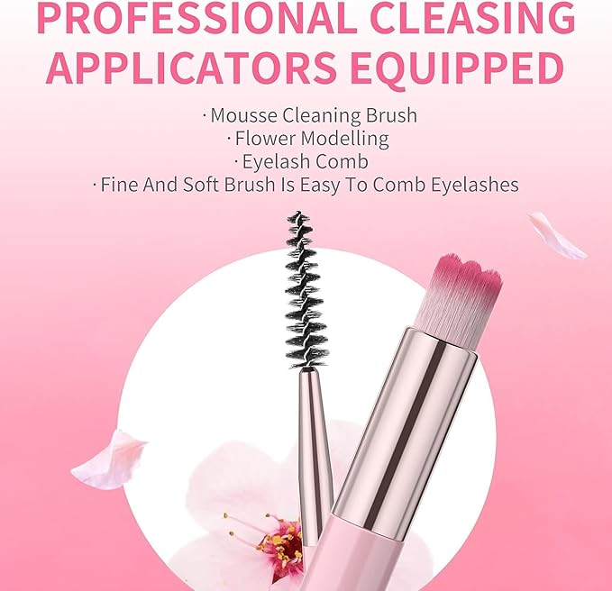 Eyelash Extension Cleanser, BREYLEE Upgraded Eyelash Extension Shampoo 60ML+Mascara Wand+Brush Eyelash Foam Cleanser For Extensions and Natural Lashes