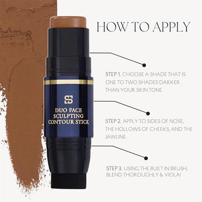 Duo Face Sculpting Contour Bronzer Stick, Dual-Use Applicator for Perfect Sculpt & Blend, Natural Finish, .32 Ounce (Bronze)