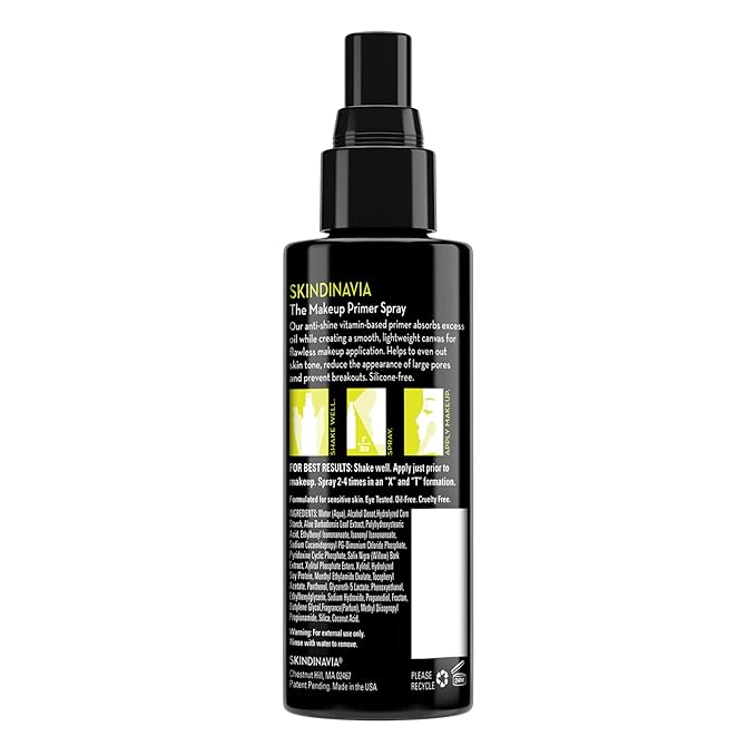Skindinavia The Makeup Primer Spray Oil Control - Spray On Mattifying Base Layer For Oily Skin & Face - Oil Absorbing, Shine Control, & Pore Minimizer (4 Oz)