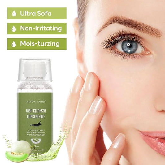 Eyelash Cleanser Concentrate 60ml Professional Lash Extensions Shampoo Natural Foaming Cleanser for Extensions Lashes with Salon Home Care-Makes 12 Bottles 60ml Eyelash Shampoo (melon)