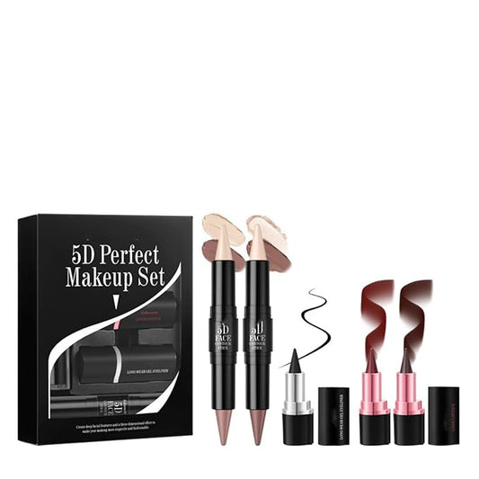 MAEPEOR Face Makeup Kit 5D Perfect Face Full Kit Contour Lipliner and Eyeliner Longlasting and Waterproof Face Makeup Set For Girls Women (Set 01)
