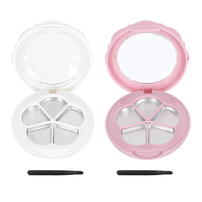 Beaupretty 2 Sets Empty Lipstick Palette with Mirror and Brush Refillable Eyeshadow Palette Box Cosmetics Storage Trays Containter for Lipstick Lip Balm Eyeshadow Blusher
