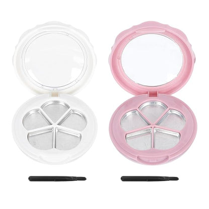 Beaupretty 2 Sets Empty Lipstick Palette with Mirror and Brush Refillable Eyeshadow Palette Box Cosmetics Storage Trays Containter for Lipstick Lip Balm Eyeshadow Blusher