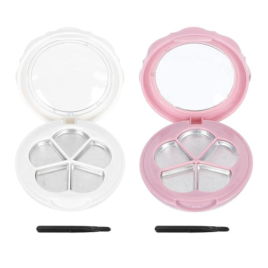 Beaupretty 2 Sets Empty Lipstick Palette with Mirror and Brush Refillable Eyeshadow Palette Box Cosmetics Storage Trays Containter for Lipstick Lip Balm Eyeshadow Blusher