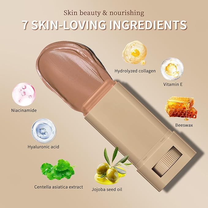 Beauty Balm Serum Boosted Skin Tint, Foundation Stick Solid Tinted Moisturizing Serum Contour Stick for Face Makeup, Buildable Medium-to-Full Coverage, Natural Finish (#03, 1 Count)