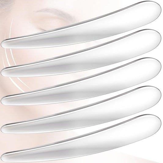 5pcs Mini Metal Makeup Spatula, Reusable Cosmetic Applicator, Makeup Spoons Facial Massage Beauty Accessories for Mask Essence Eye Cream Skincare Cream- Silver