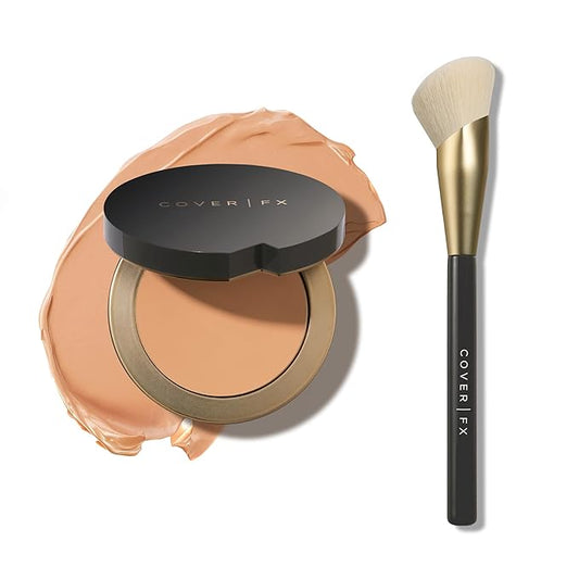 COVER FX Complete Coverage Kit: Total Cover Cream Foundation - Shade M2 + Custom Cover Blending Brush