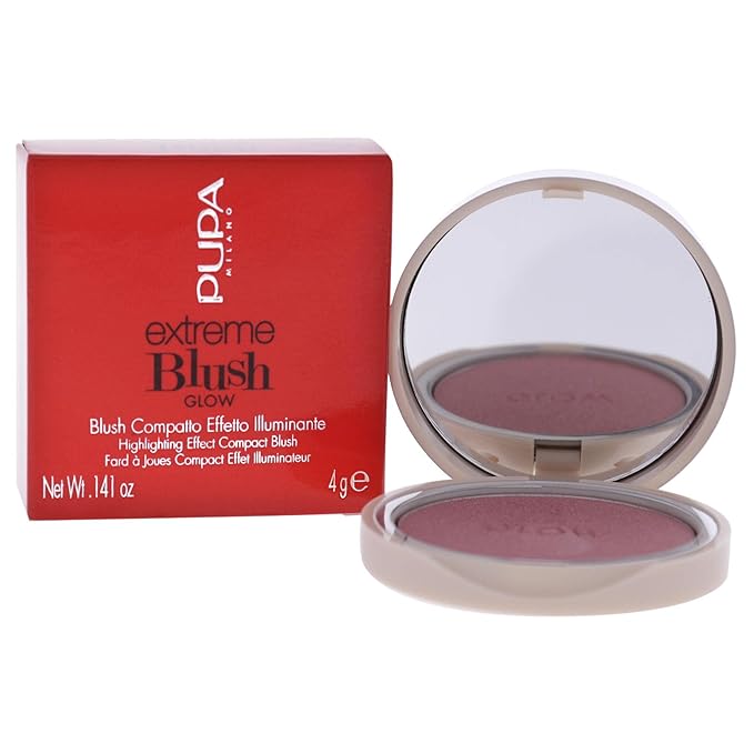 PUPA Milano Extreme Blush Glow - Lightweight - Gives A Full And Extremely Radiant Effect - Perfect Combination Of Blush And Highlighter - Suitable For All Skin Types - 100 Exotic Rose - 0.141 Oz