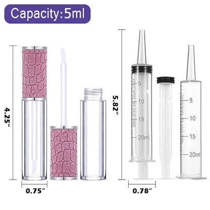 AMORIX 50PCS Fish Scales Lip Gloss Tubes with Wand 5ml Empty Lip Gloss Containers Lipgloss Supplies + 3pcs Syringes for DIY Lip Gloss Base