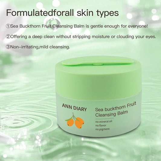 Sea Buckthorn Fruit cleansing Balm,makeup remover,cleansing balm/Oil,Gentle Exfoliating Double cleanser,Facial cleanser for All Skin Types(3.52oz/100g)