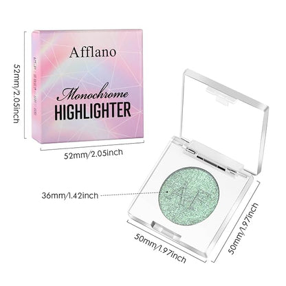 Highlighter Makeup Palette, Long Lasting New Formula, Dazzling Green-Silver Shimmer, Sheer Base, Ideal for Face and Body Contour and Cheek Highlight (#04)