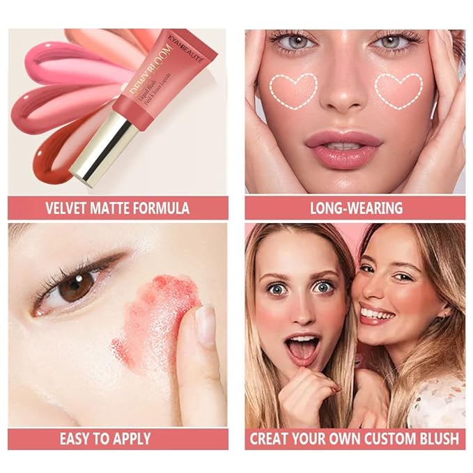 Soft Cream Liquid Blush Beauty Wand, Creamy Blush Makeup for Cheeks with Cushion Applicator, Natural-looking Cheek Tint with Dewy Finish, Blends Perfectly onto Skin, Long-Wearing (105 Ardour)
