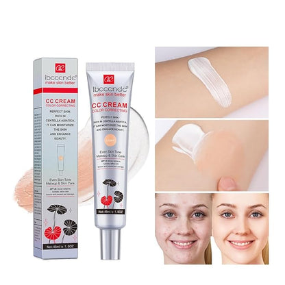 Color Correcting CC Cream,Invisible Pores Cream Foundation And Invisible Pores Concealer,CC Cream Foundation Rich In Centella Asiatic, Moisturizing And Waterproof CC Cream With Spf 25(LIGHT)